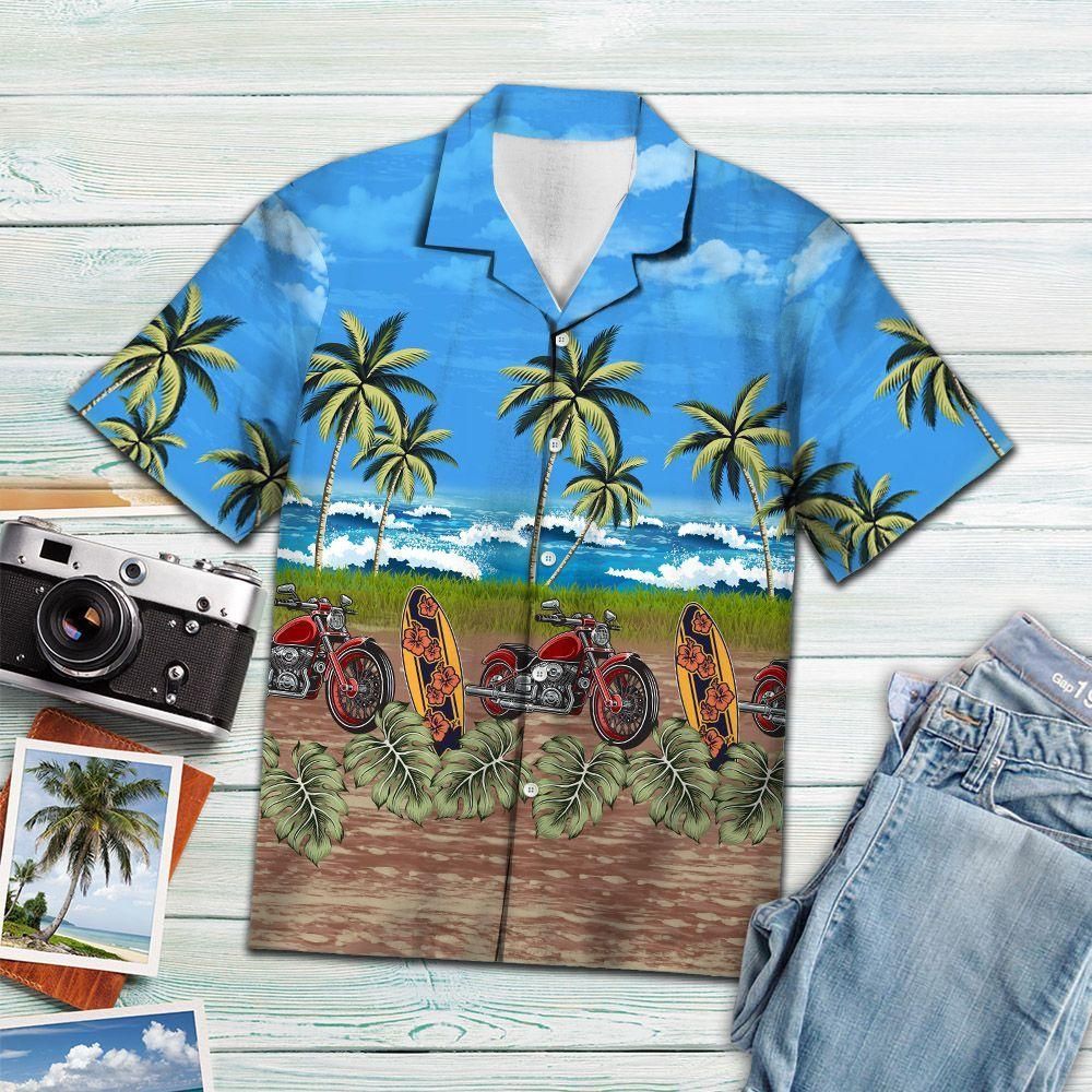 Tropical Motocycle Aloha Hawaiian Shirt Colorful Short Sleeve Summer Beach Casual Shirt For Men And Women