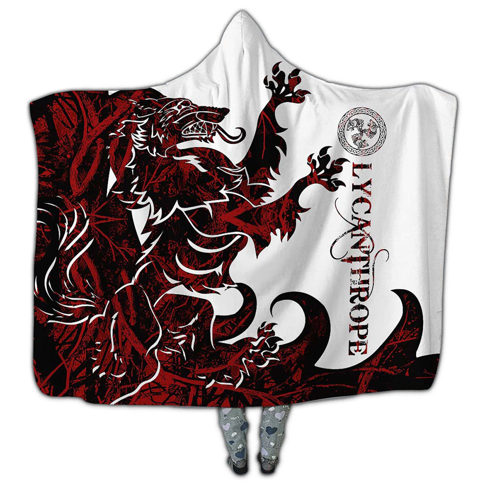 Viking Lycanthrope Legend Red And White Cool Style – Hoodie Blanket  – Owl Ohh