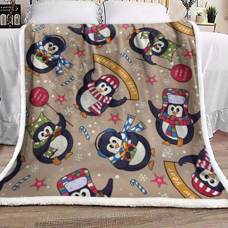 Penguin Christmas CL24100236MDF Sherpa Fleece Blanket