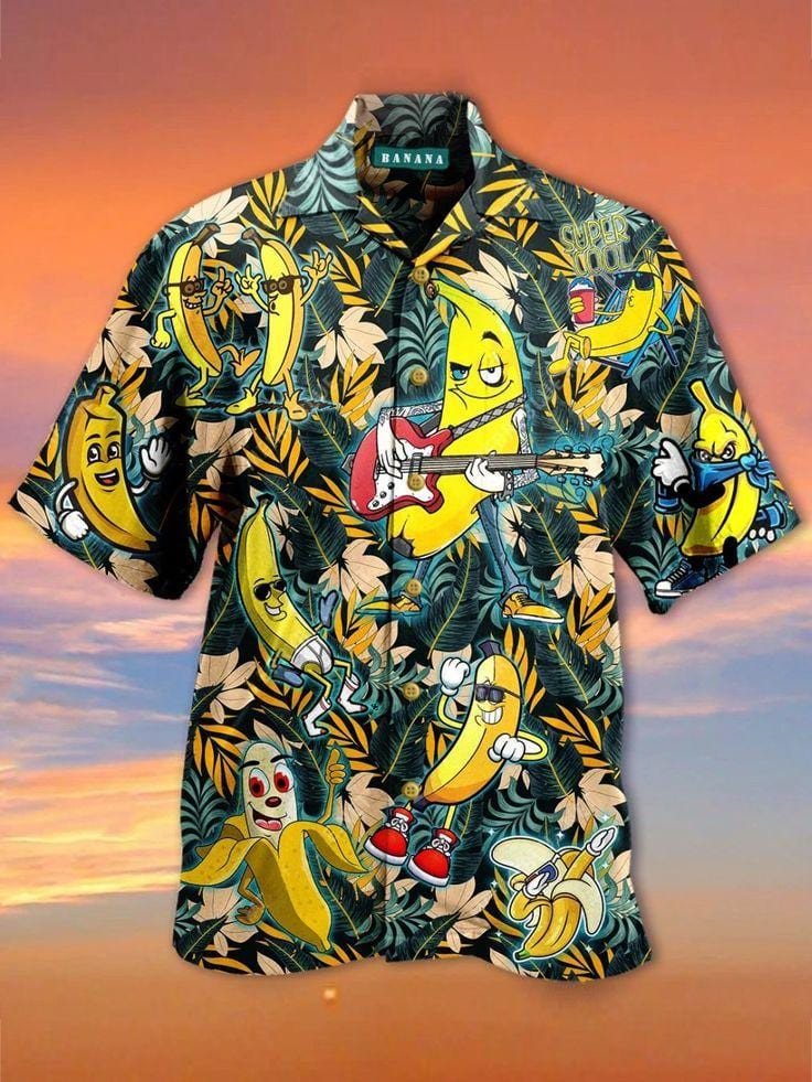 Bananas Play Guitar Hawaii Aloha Shirts For Music Lovers Dh Ha22906