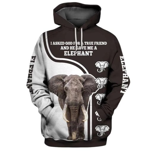 Holatshirt Animals Elephant Black 3D All Over Print