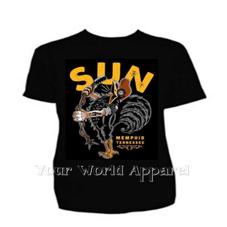 Sun Records Steady Mens Black Singing Rooster Tee Shirt Elvis Retro Vintage Cool