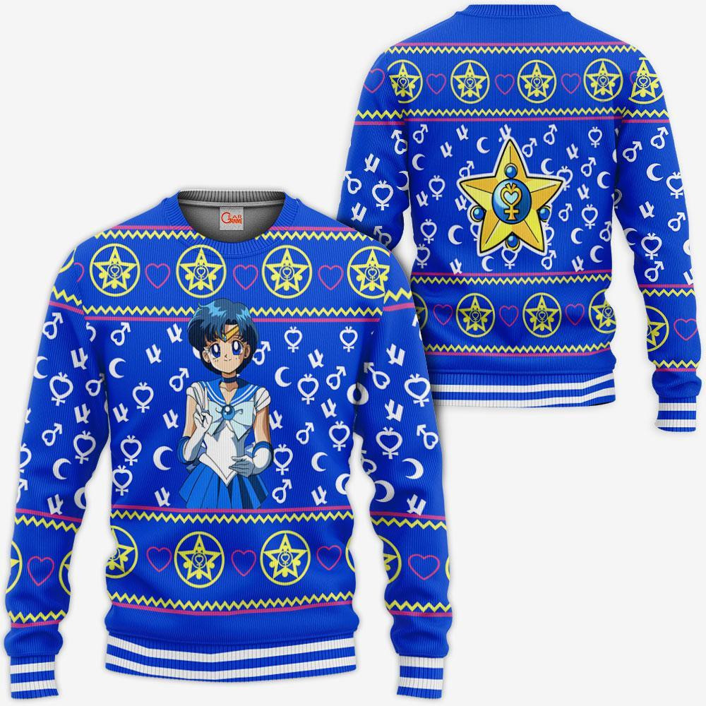 Sailor Mercury Ugly Christmas Sweater Sailor Moon Anime Xmas Gifts Idea