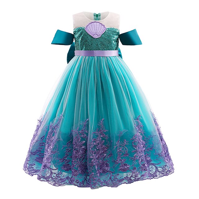 2021 New Girls Princess Mermaid Dress 2 3 4 5 6 7 8 9 10 Years Baby Children Party Costume Boutique Sequin Embroidery Clothing alx