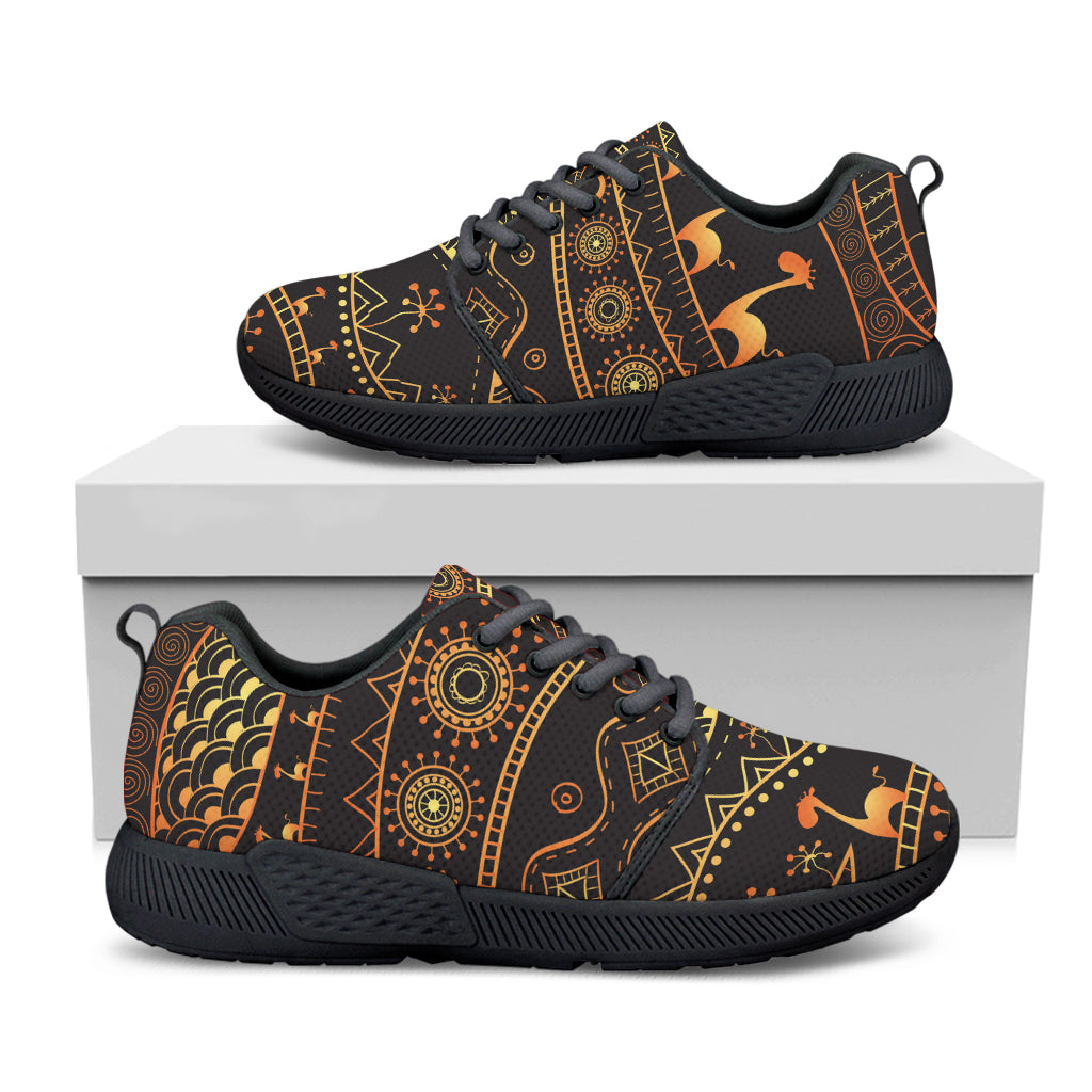 Tribal Ethnic African Pattern Print Black Athletic Shoes