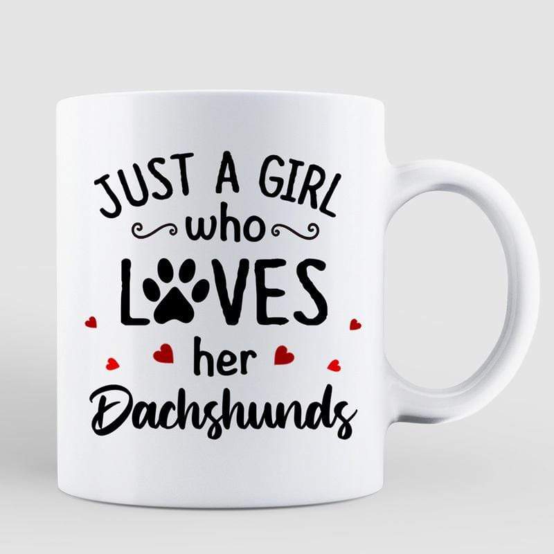 Red Heart Dandelion Dachshunds Mom Personalized Mug