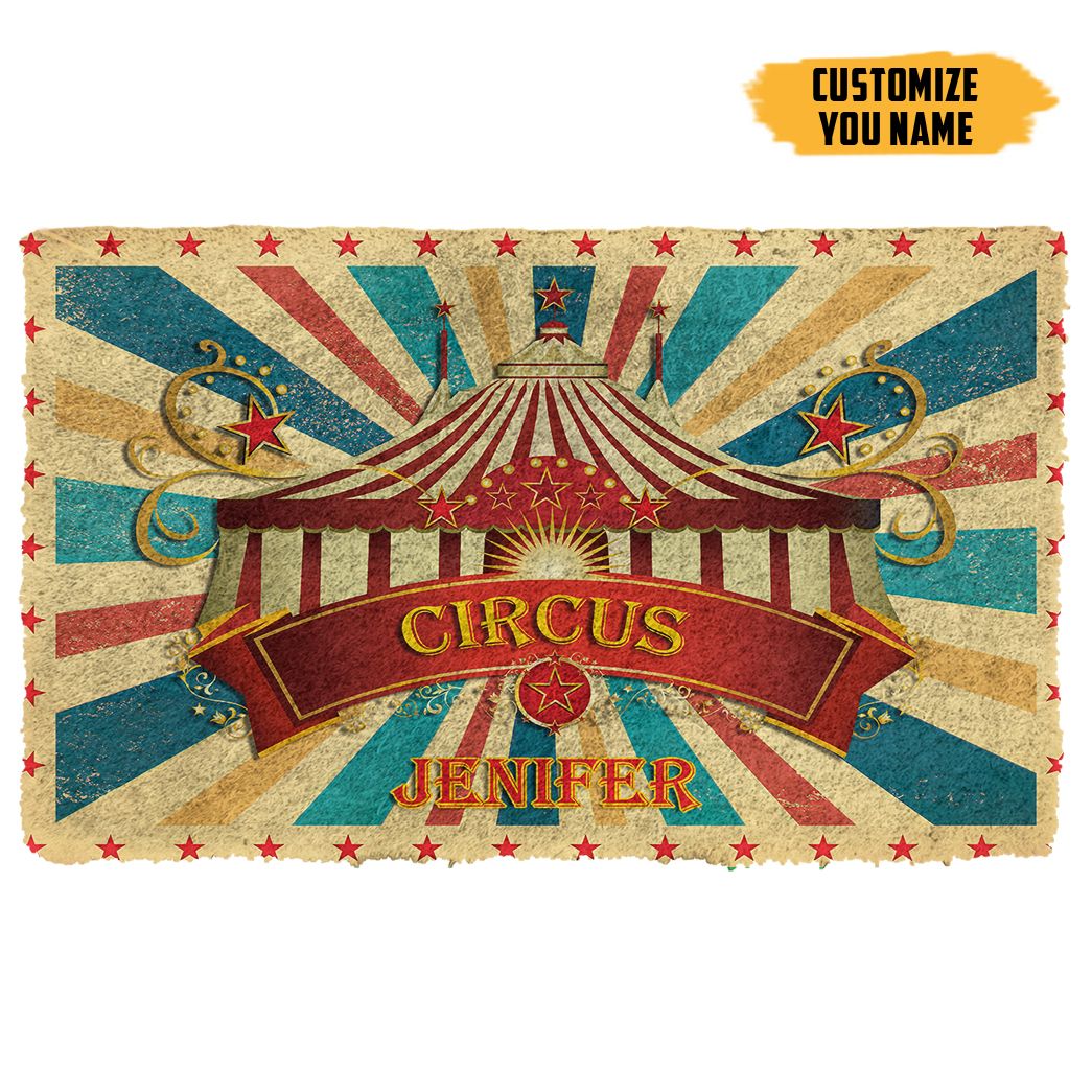 Alohazing 3D Circus Custom Name Doormat