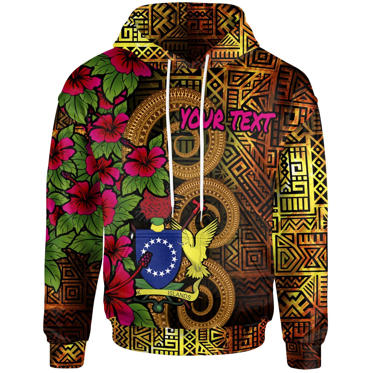 Cook Islands Polynesian Custom Personalised Hoodie – Hibiscus Vintage – BN12