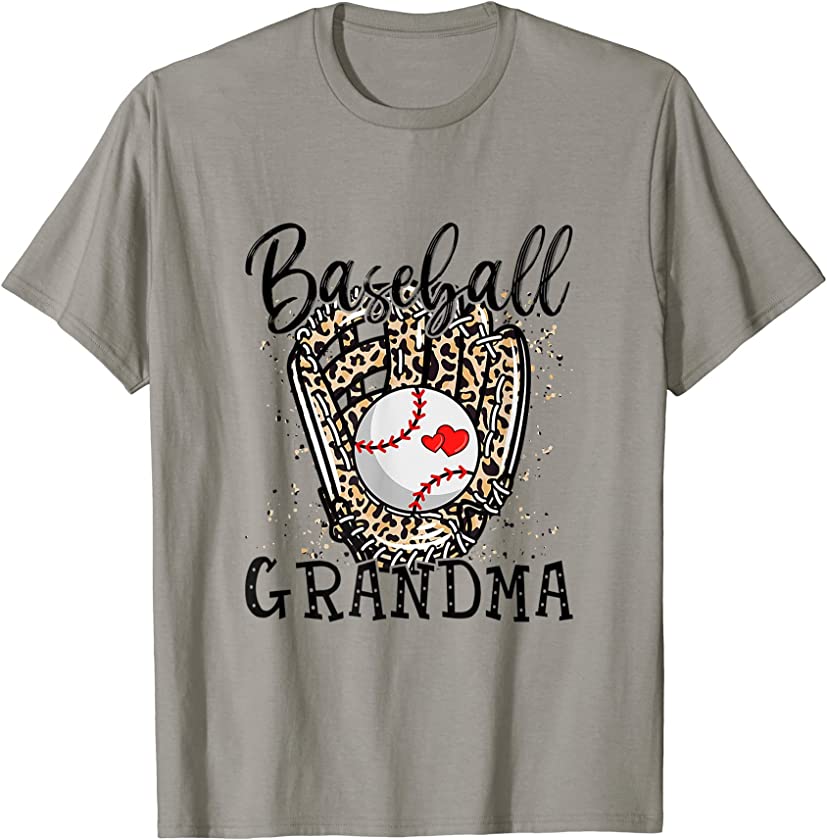 Baseball Grandma Leopard Game Day Baseball Lover Mothers Day T-Shirt