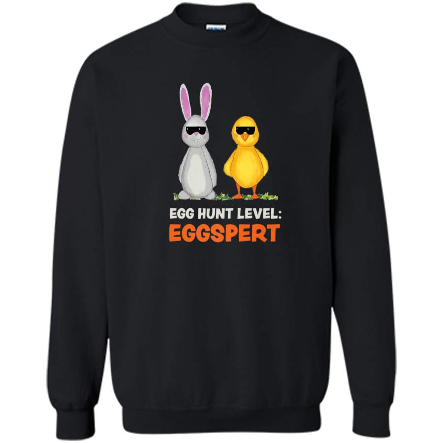 Cool Easter Bunny Rabbit and Chick Egg Hunt Shirt for Women Printed Crewneck Pullover Sweatshirt 8 oz