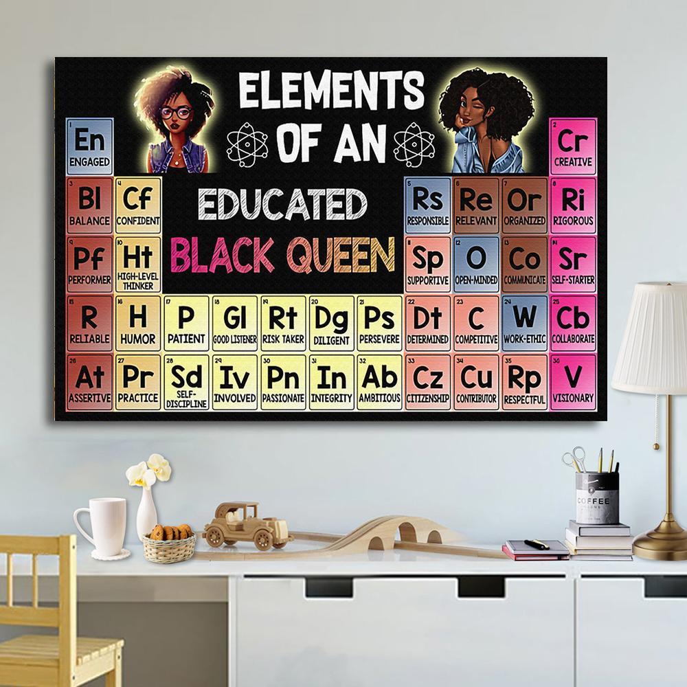 Black Girl Elements Of An Educated Black Queen Paper Poster No Frame  Matte Canvas Wall Decor