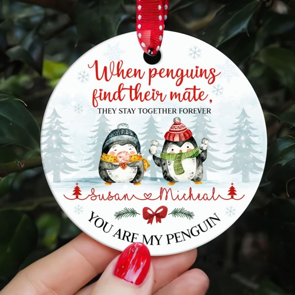 Personalized Christmas Gift For Couple Ornament, Funny Penguins Ornament, You Are My Penguin, Anniversary Gift, Gift For Wife