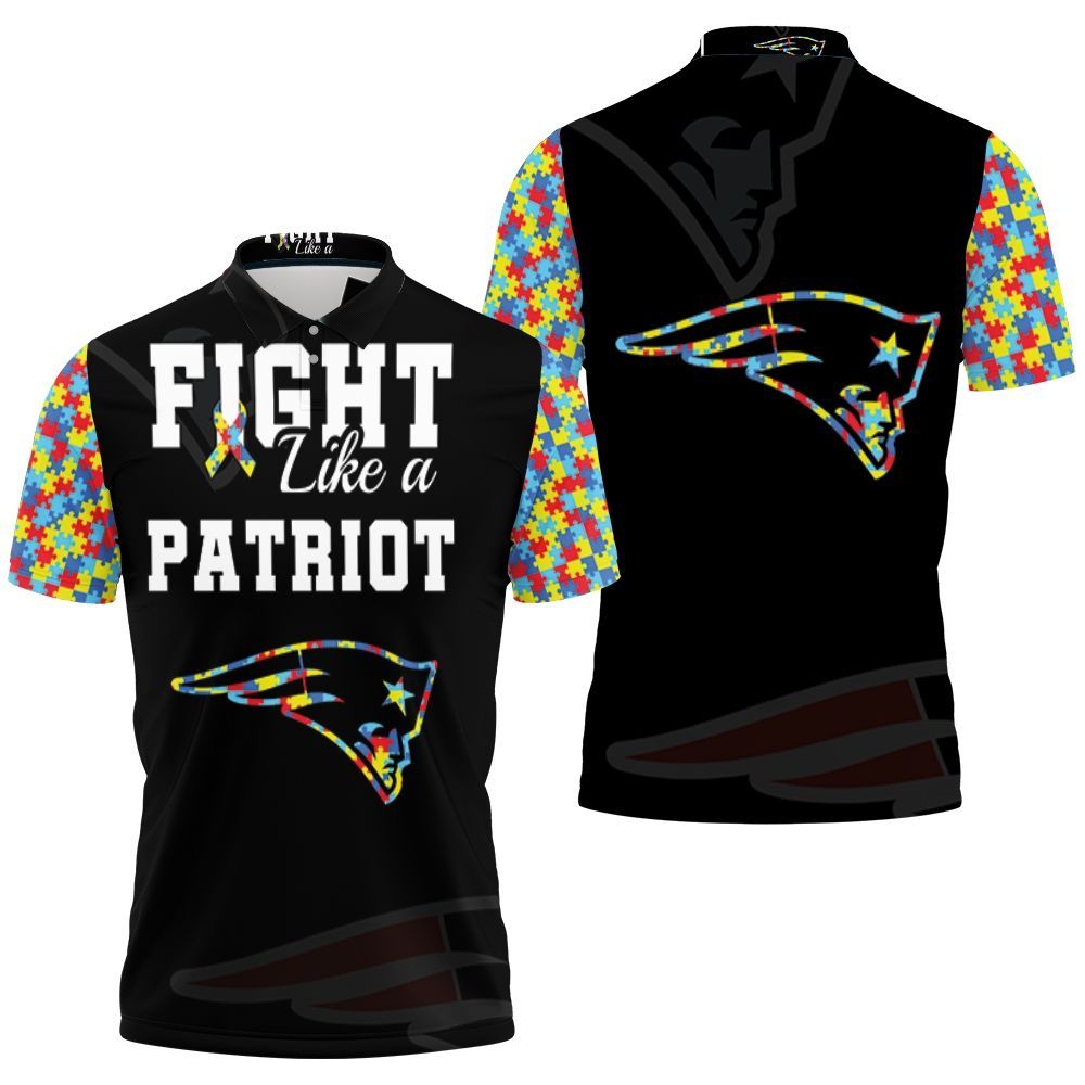 Fight Like A New England Patriots Autism Support Polo Shirt