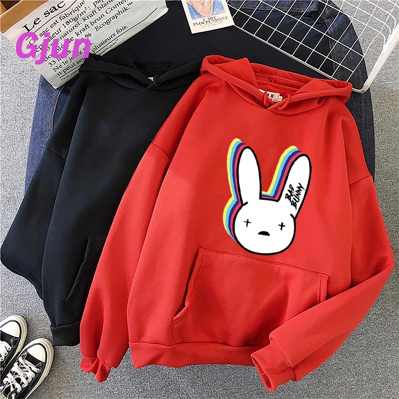 Women’s Sweatshirt Bad Bunny Print O-Neck 2021 Autumn Winter Female Casual Cute Yellow Clothes Woman Hoodies Loose Pullover alx