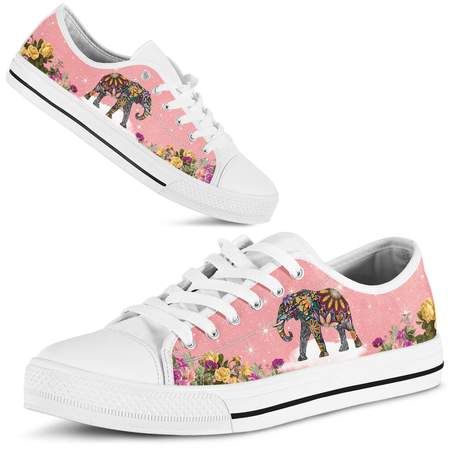 Floral Elephant Low Top Shoes