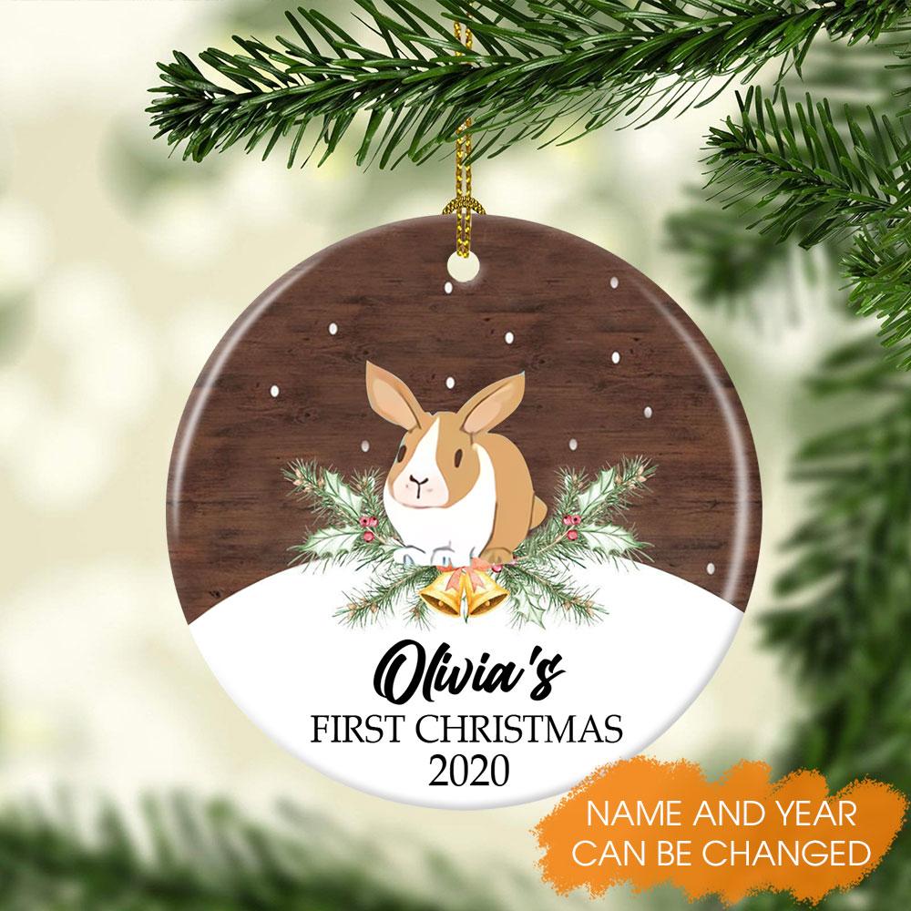 Cute Bunny First Christmas Customized Christmas Ornament