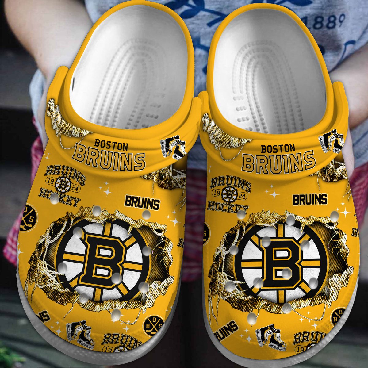 Boston Bruins NHL Sport Crocss Crocband Clogs Shoes Comfortable For Men Women and Kids