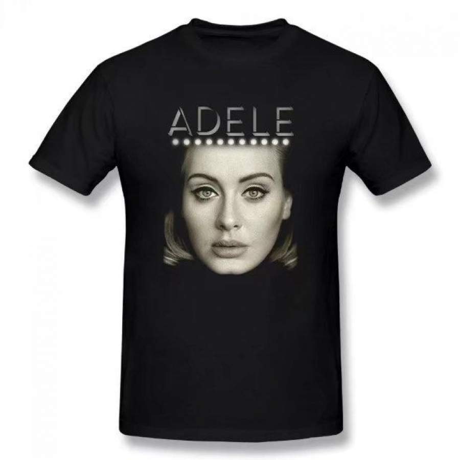 Gray Adele Adkins Portrait Love World Tour Album Summer Basic Casual Short Cotton T-Shirt