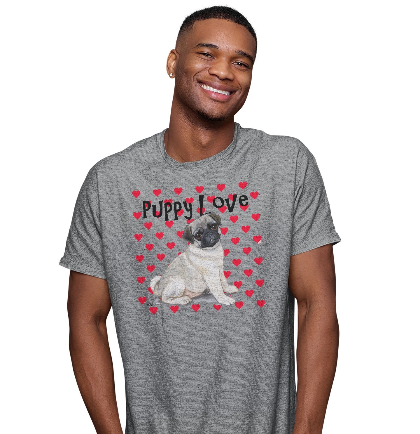 Pug Puppy Love – Adult Unisex T-Shirt