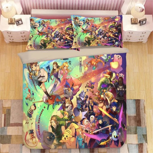 Super Smash Bros Ultimate Mario 10 Duvet Cover Pillowcase Home Decor 3D Bedding Set