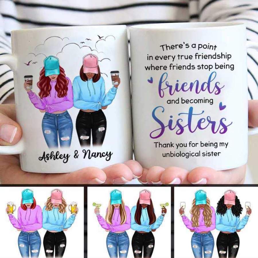 Modern Girls Besties Sisters Front View Personalized Mug