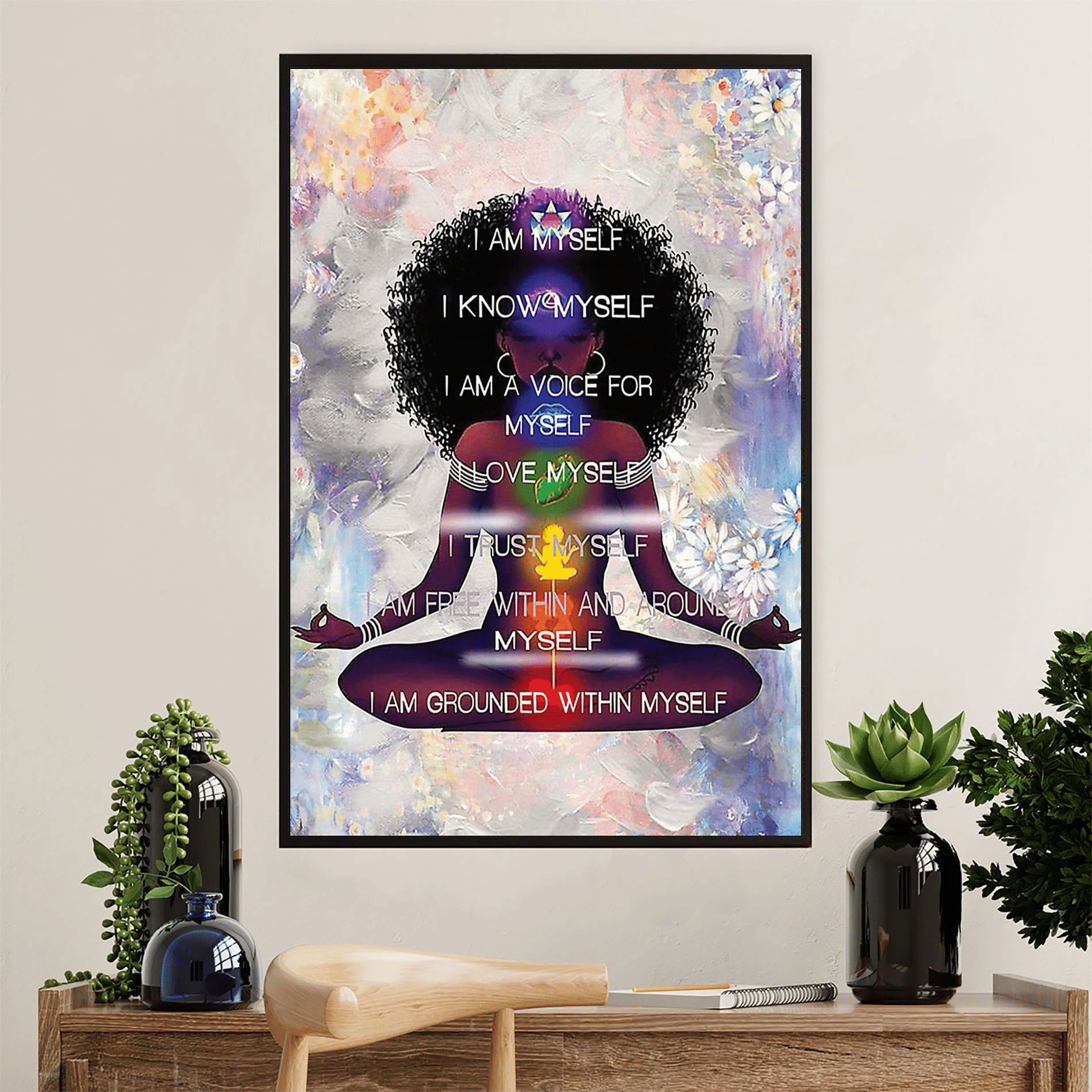 Yoga Girl I Am Myself Poster Canvas – Gift For Black Girl Evg84553