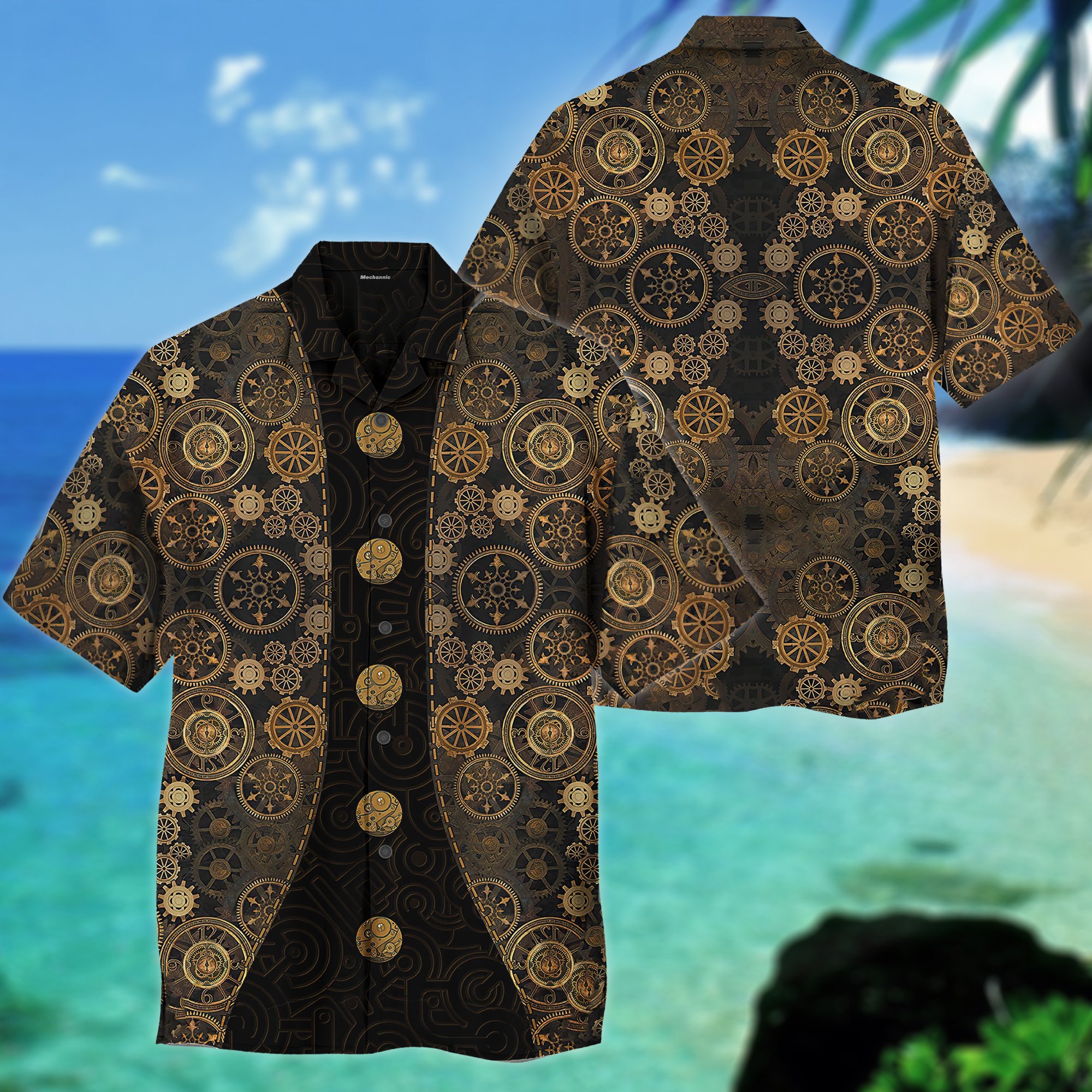 Awesome Mechanic Vintage Gold 3D All Over Printed Hawai Shirt