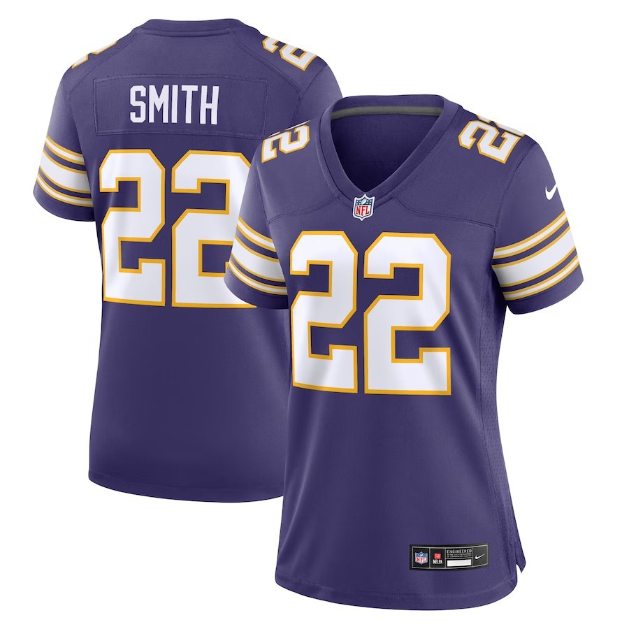 Women Minnesota Vikings #22 Harrison Smith Classic Player Game Jersey – Purple