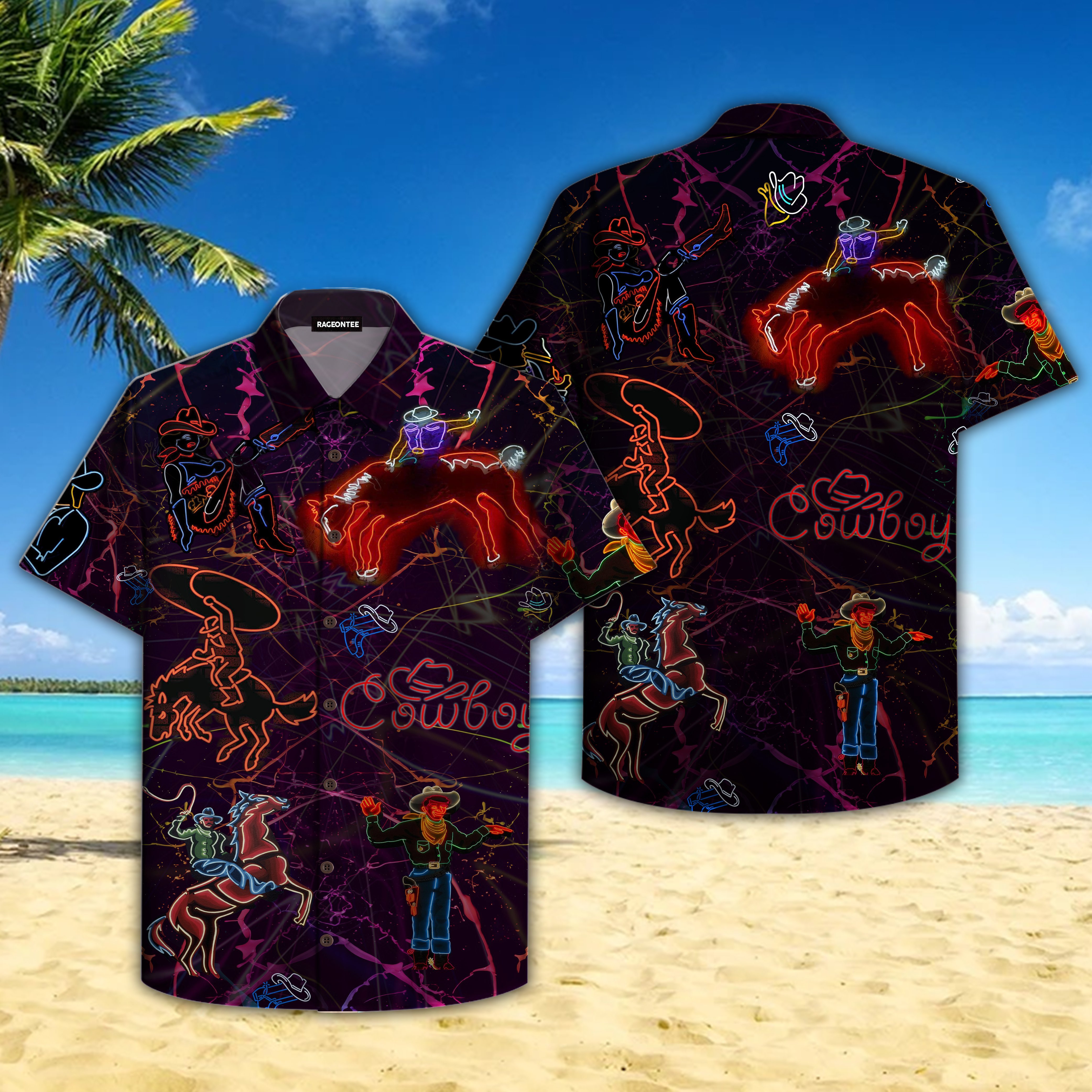 Cowboy Neon Love Life Hawaii Shirt Ha17255