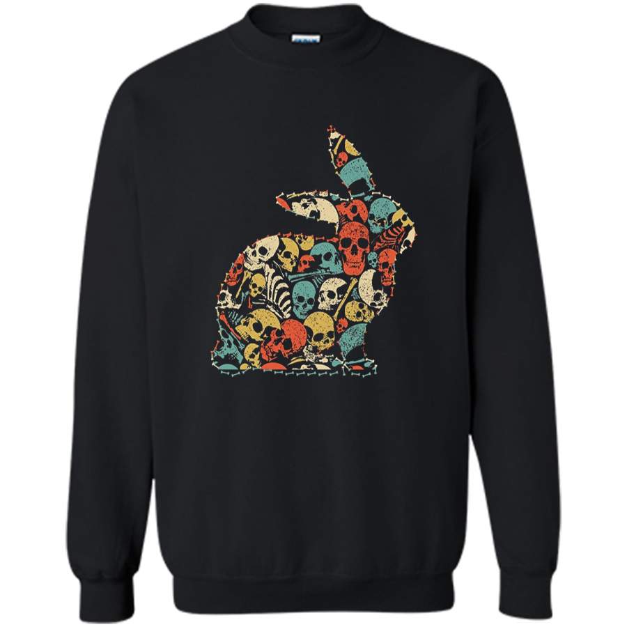 RABBIT Halloween  Skeleton Skull Vintage Retro Printed Crewneck Pullover Sweatshirt