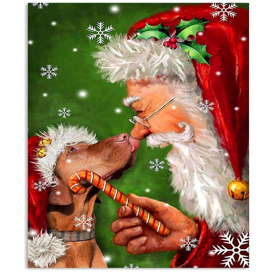 Vizsla Puppy Smile With Santa Claus Christmas Gift Vertical Poster