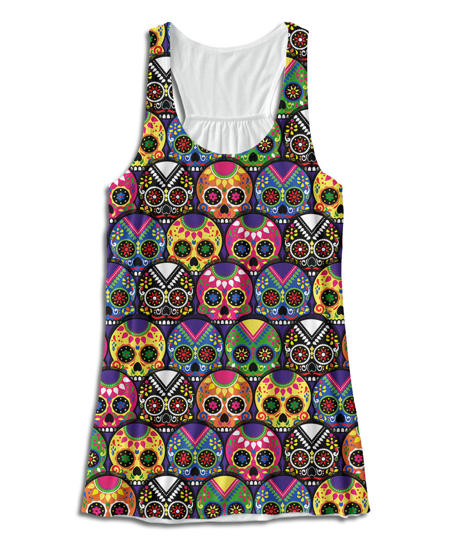 Candy Colored Sugar Skulls Racerback Tank Top