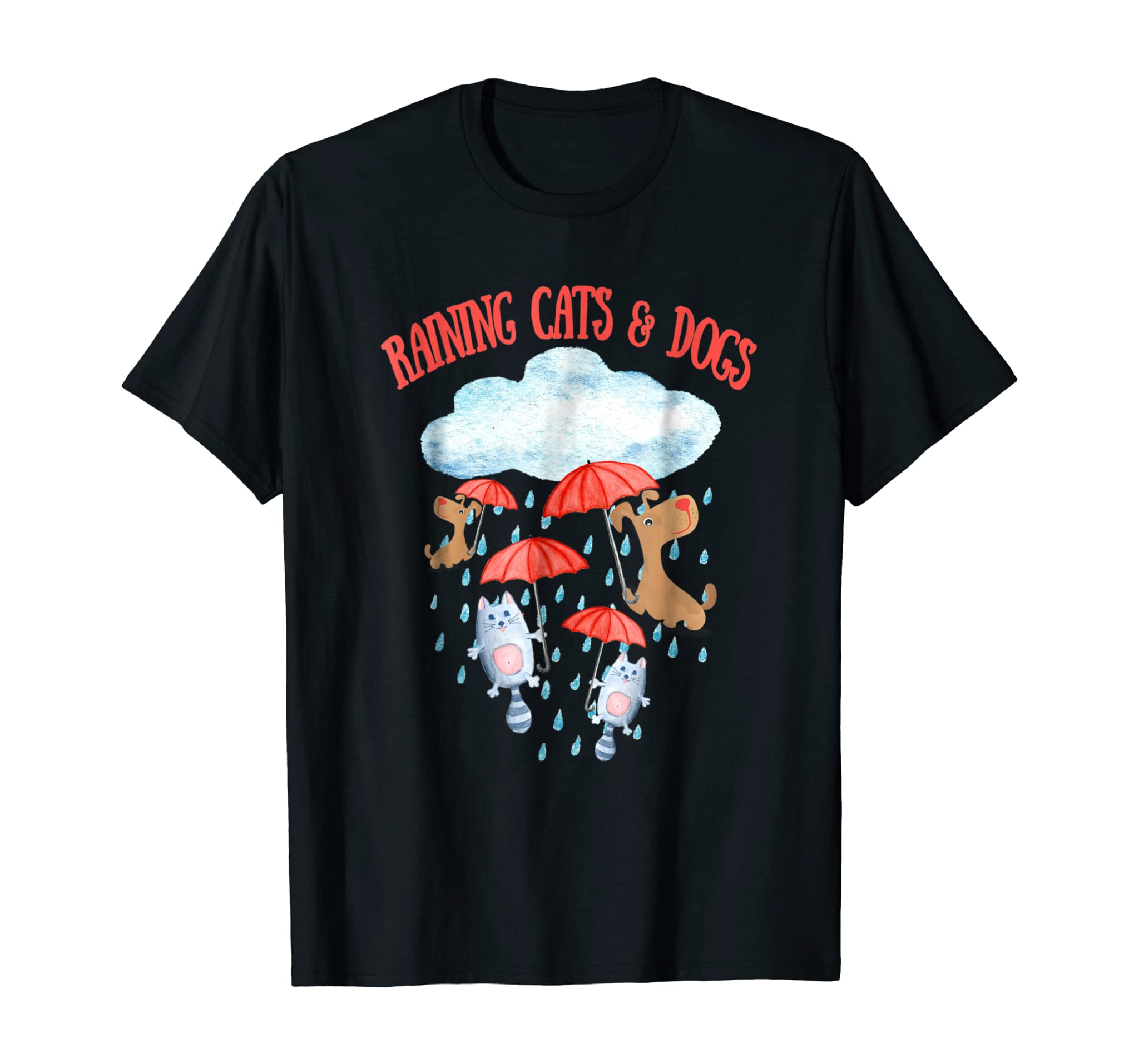 Cute Raining Cats & Dogs T-shirt for Pet Lovers