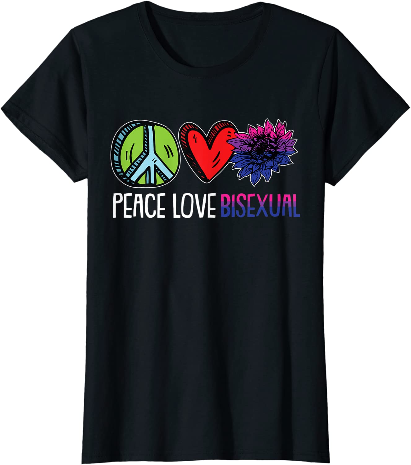 Peace Love Bisexual Shirt, Sunflower Lgbtq Proud Pride Shirt