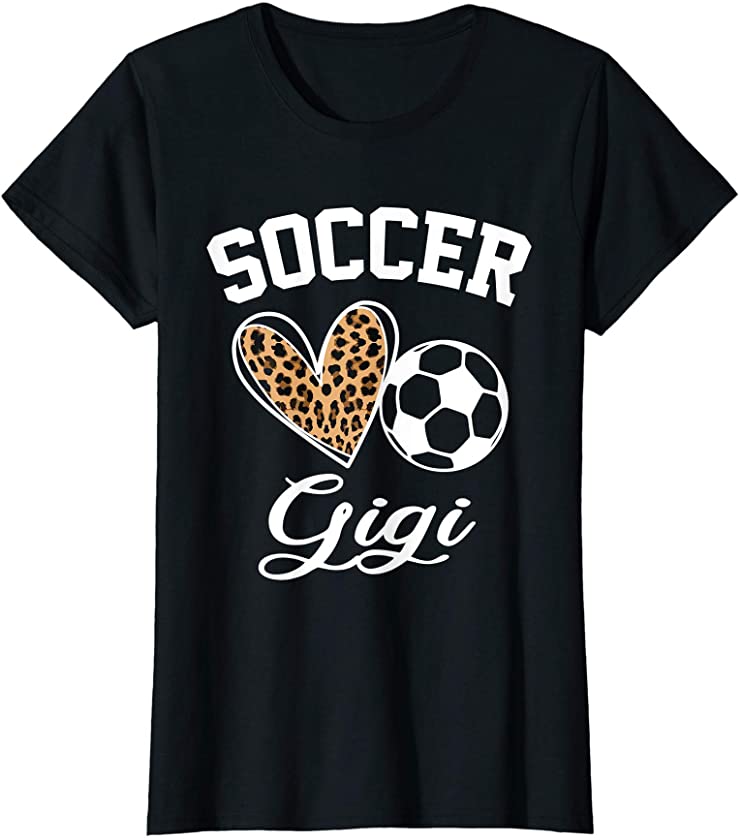 Womens Soccer Gigi Leopard Heart Funny Gigi Mothers Day Gift T-Shirt