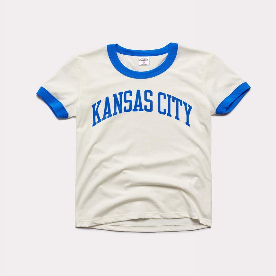 Women’s Kansas City Crown Town White & Royal Blue Vintage Ringer T-Shirt