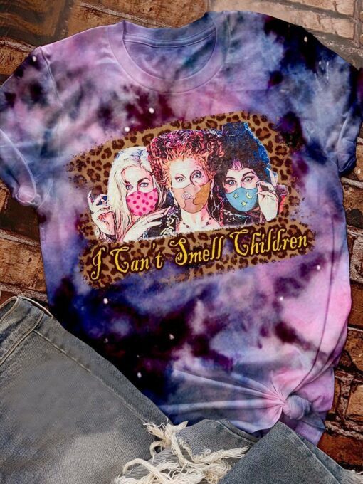 Vintage Witch Sisters I Can’T Smell Children 3D All Over Printed T-Shirt For Men And Women, Happy Halloween Day