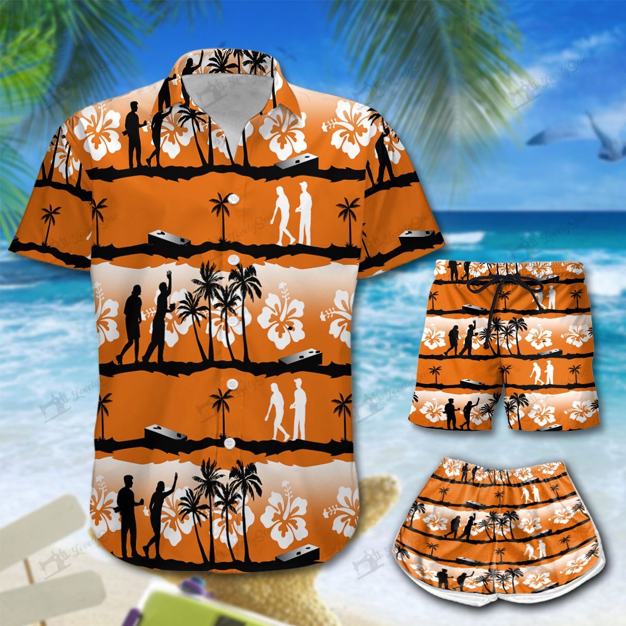 Cornhole Sunset Hawaiian Shirt Shorts Ha53820