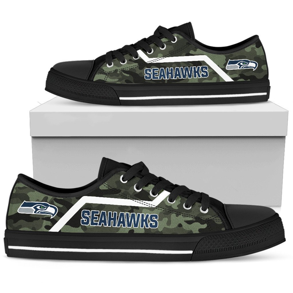 Camo Seattle Seahawks Logo Low Top Shoes