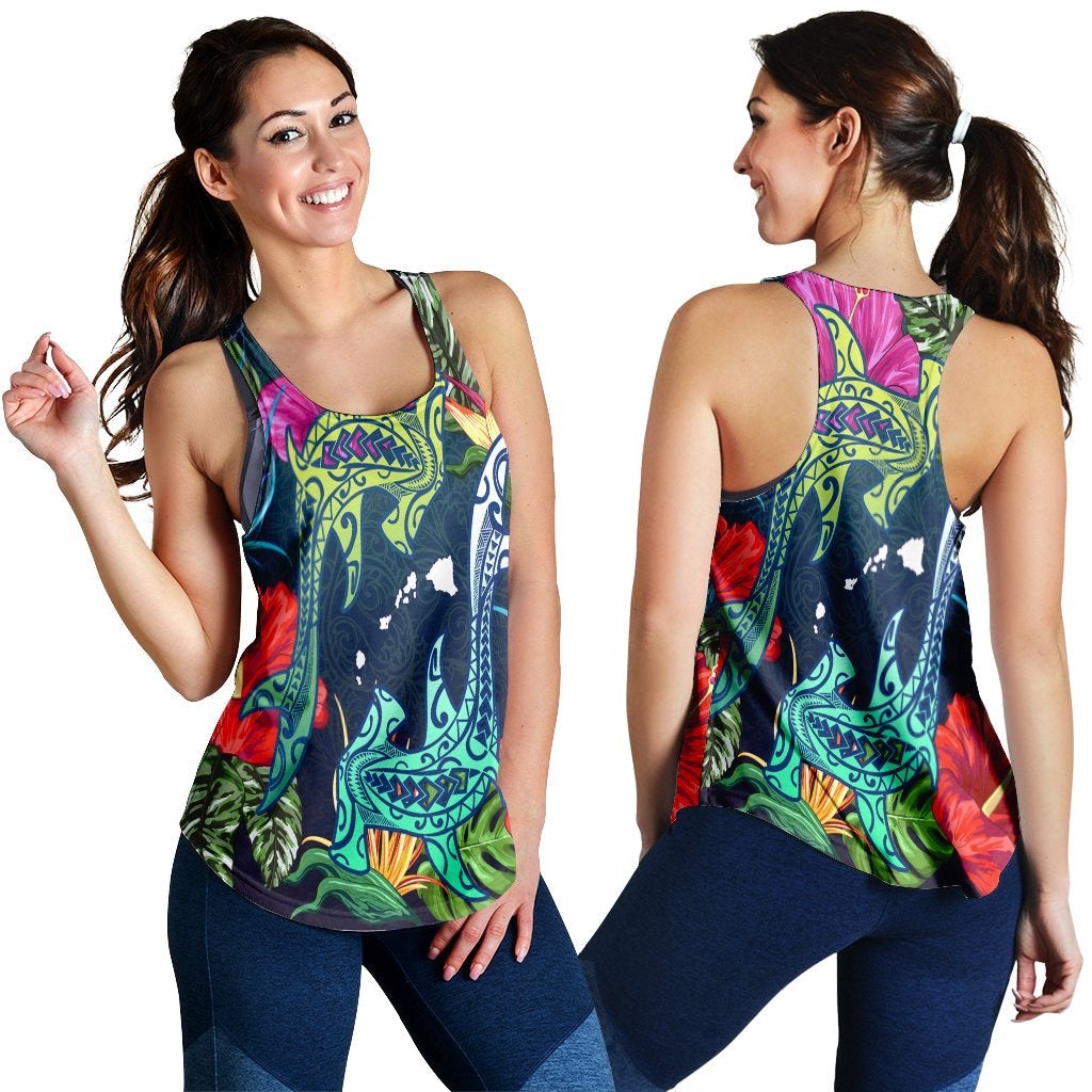 Hawaiian Shark Tropical Color Racerback Tank Ha107742