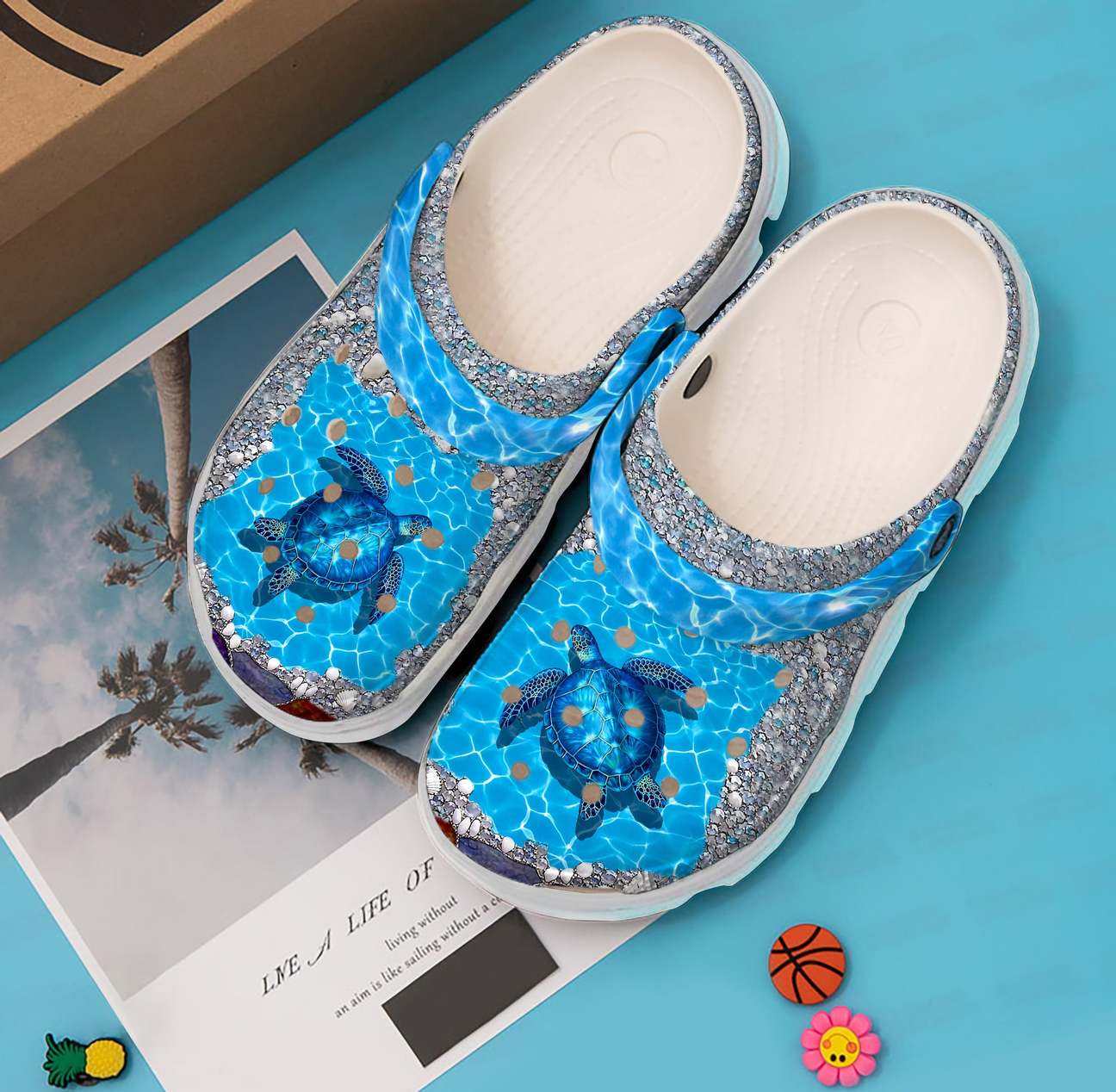 Sea Turtle Personalized Clog, Custom Name, Text, Color, Number Fashion Style For Women, Men, Kid, Print 3D Blue Sea Turtle