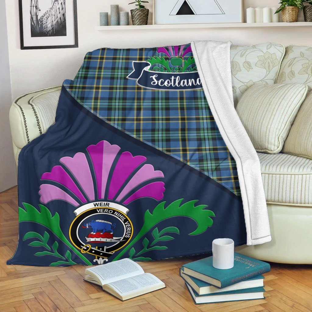 Weir Crest Tartan Blanket Scotland Thistle A30