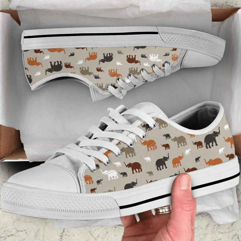 Elephant Tribe Birthday Gift Fashion White Canvas Low Top Shoes