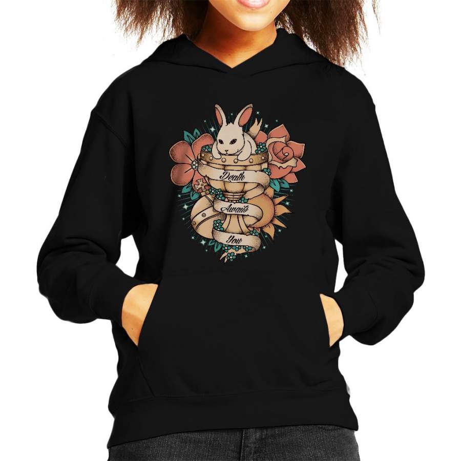 Rabbit Of Caebannog Monty Python And The Holy Grail Tattoo Style Kid’s Hooded Sweatshirt