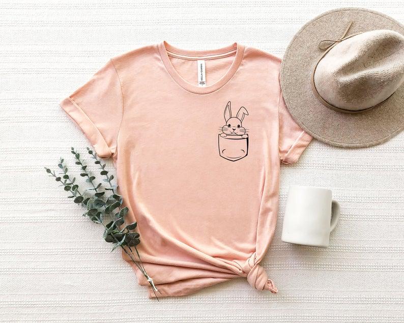 Pocket Bunny Shirt,Rabbit Shirt,Bunny Shirt, Pocket Easter Bunny Shirt,Bunny Lover Shirt, Rabbit Lover Shirt, Easter Shirt, Cute Bunny Shirt