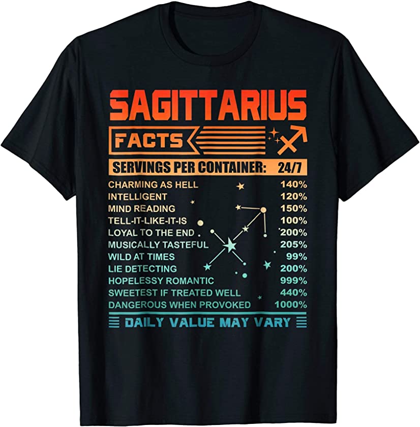 Birthday Gifts – Sagittarius Facts T-Shirt Vintage Retro