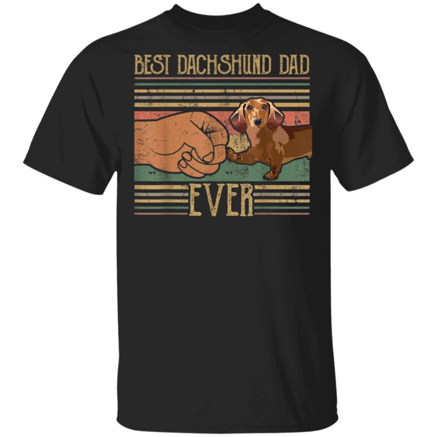 Mens Retro Vintage Best Dachshund Dad Ever Fist Bump Fathers Day TShirt