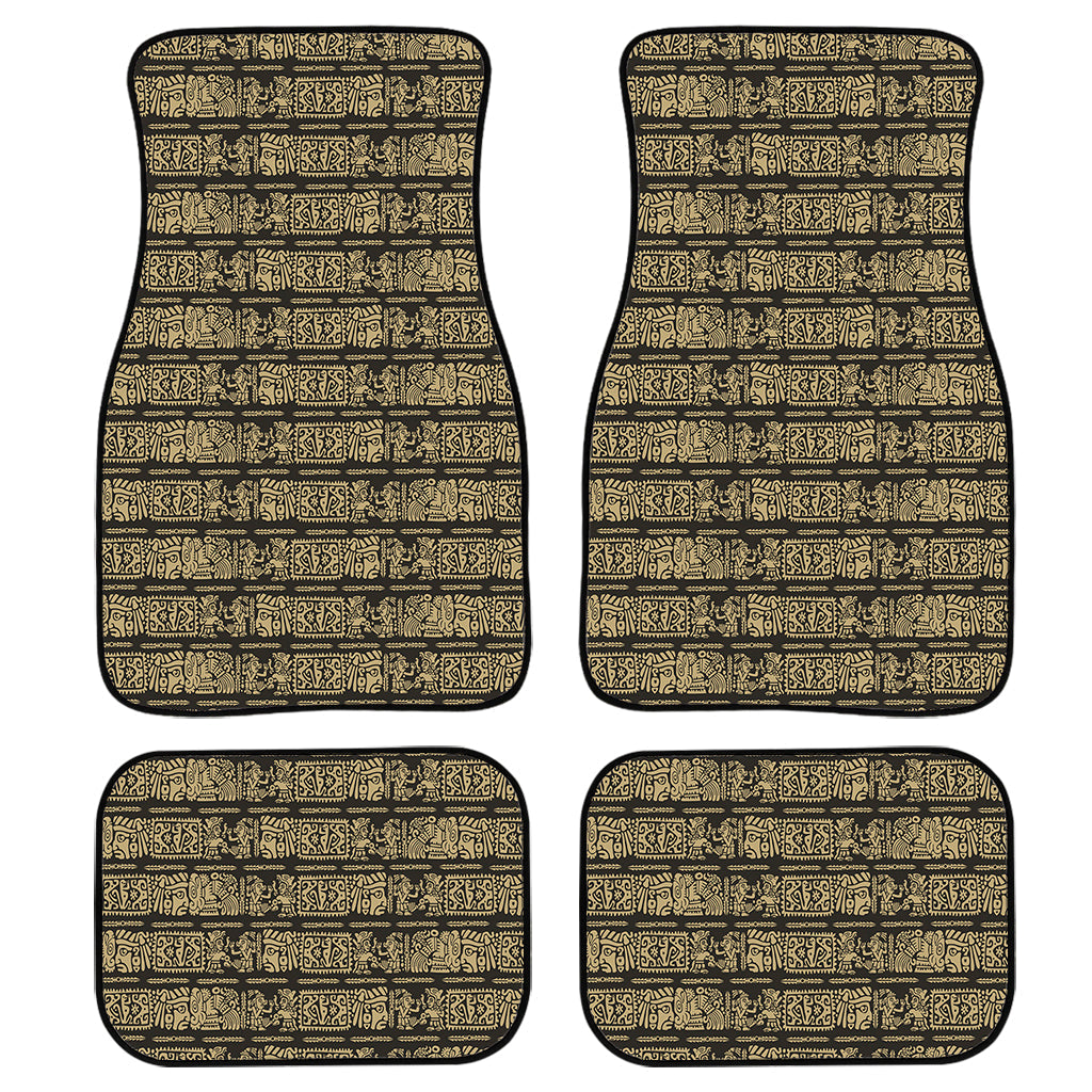 Ancient Maya Pattern Print Front And Back Car Floor Mats, Front Car Mat