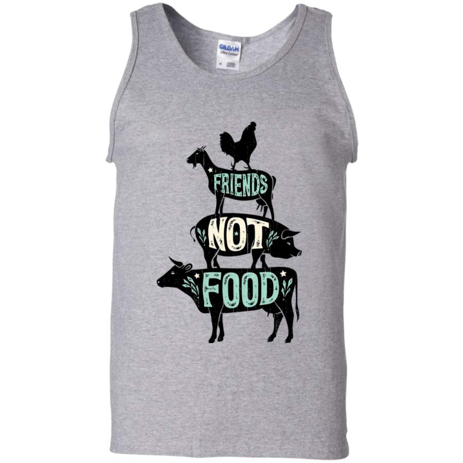 AGR Friends Not Food – Vegan Vegetarian Animal Lovers T-Shirt – Vintage Distressed_2 Mens Tank Top