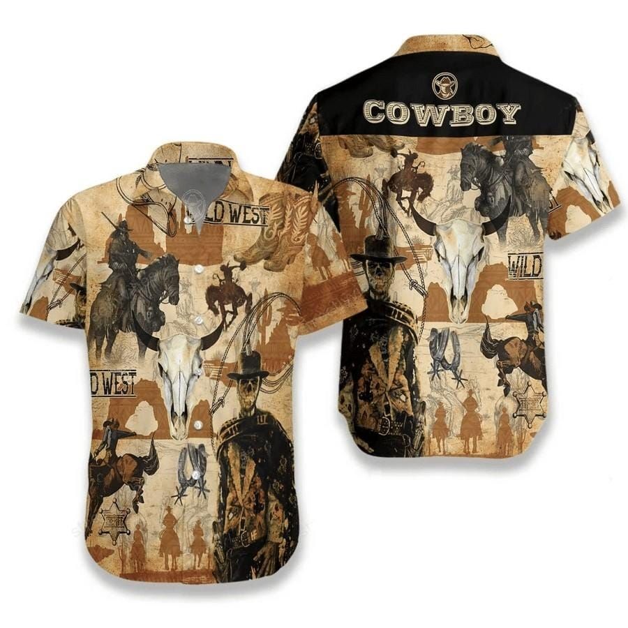 Hawaii Aloha Shirts Cowboy Wild West Ha18395